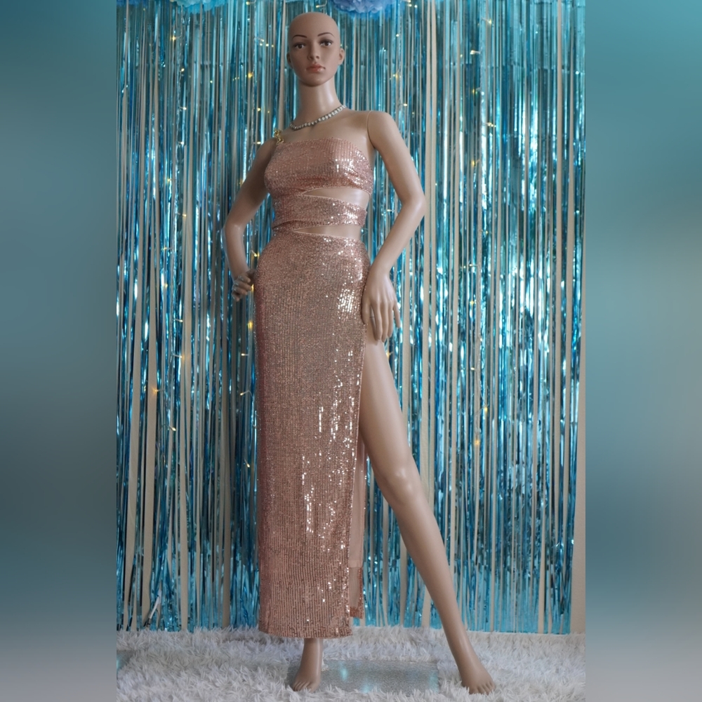 HERA COLLECTION Blush Sequins Dress NWT